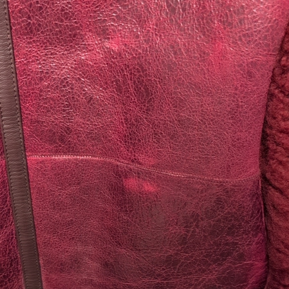 NWT Tommy Hilfiger Leather Shearing Jacket Coat Turkey Oxblood XXXL Peacoat - Picture 12 of 15